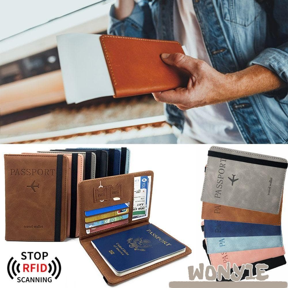 Porta-Passaporte WONY1E RFID , Bolsa Para Multifuncional De Couro , Carteira Ultrafina À Prova D'água