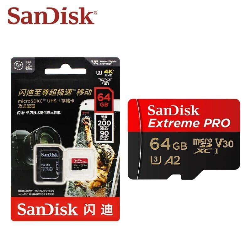 Cartão SanDisk A2 TF Extreme Pro MicroSDXC 128GB 256GB 512GB 1TB 2TB De Memória A1 32GB Micro SD SDHC Original Para Tele