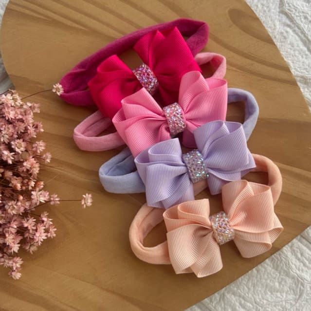 Kit faixinhas bebê 4 cores conjunto laços bebê laço 6 cm maternidade faixinhas lacos luxo strass laços rosa laços lilás