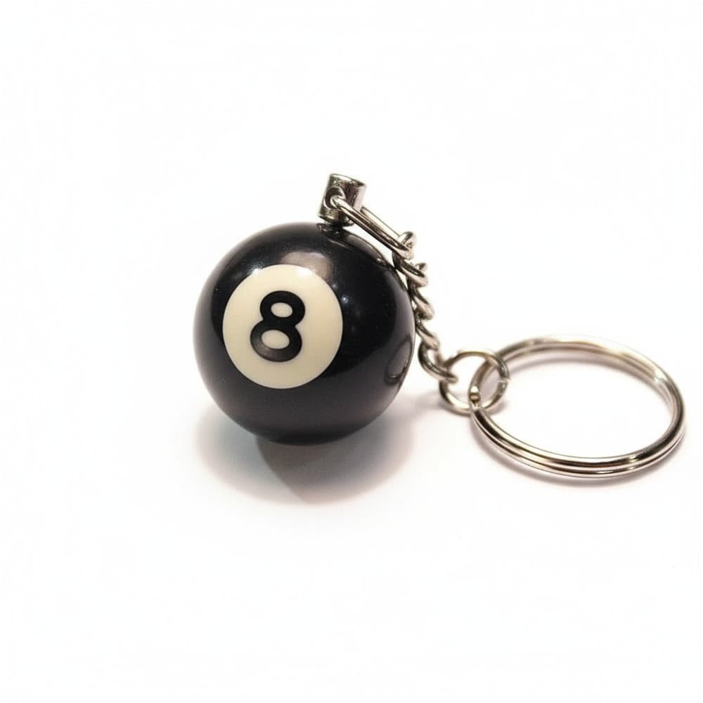 Chaveiro Número 8 de Bilhar – Preto e Branco para Bolsas e Porta-Chaves