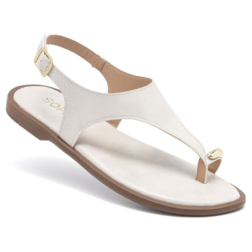 Sandália Feminina Rasteira Detalhe Metalizado Anel de Dedo Flat Leve Original Moda Macia