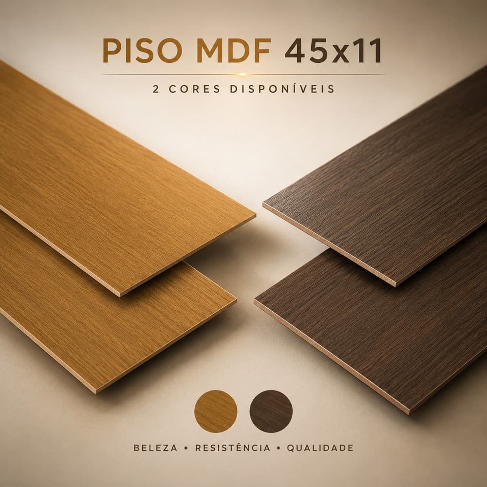 KIT 50 Placas Piso Laminado MDF Efeito Madeira 45x11cm com Fita Dupla Face Fácil Aplicação