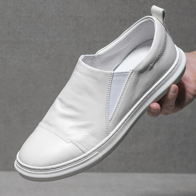 Primavera sapatos masculinos de couro fino respirável couro macio sola macia esportes sapatos casuais na moda deslizamen