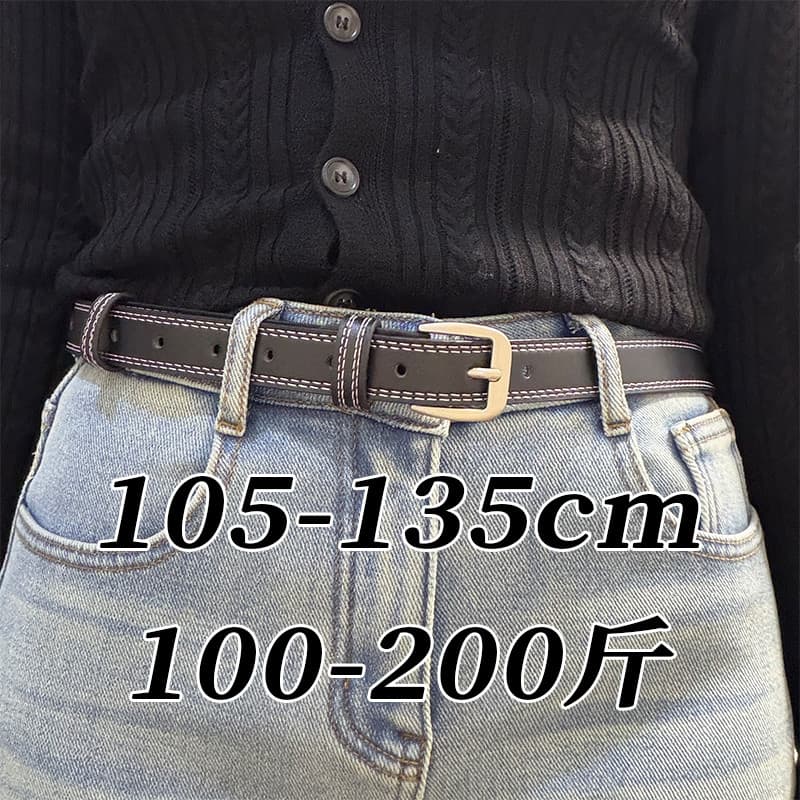 Super longo tamanho grande Extra longo senhoras cinto 100kg gordura mm preto Metal pino fivela moda cinto simples All-Ma