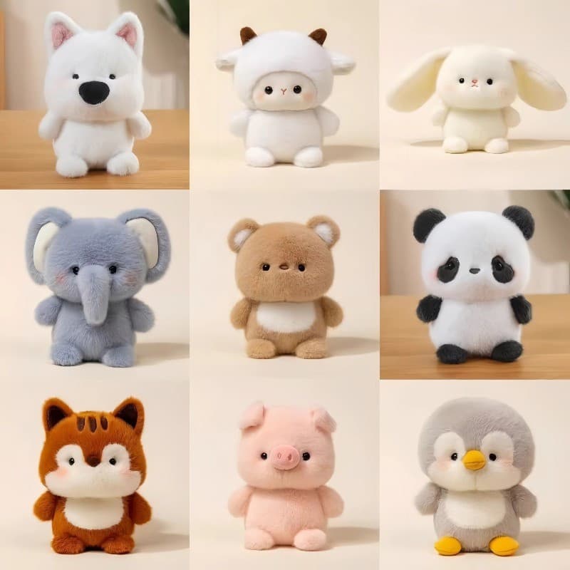 Brinquedo de Pelúcia Miniatura de Animais Fofos: Coelho, Elefante, Esquilo, Boneco para Decoração de Mesa, Presente para