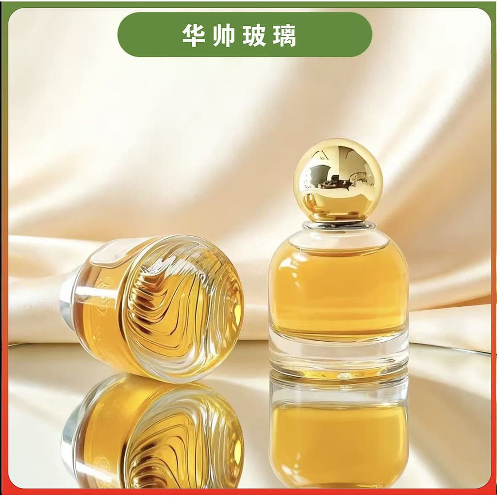 Frasco de perfume com fundo ondulado, frasco de perfume curto e volumoso, frasco decantador de perfume, frasco de perfum
