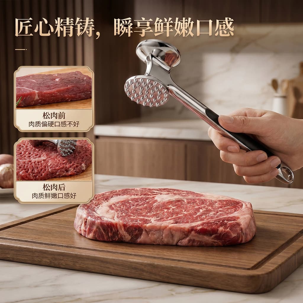 Martelo de carne solta dupla face, martelo de bife, martelo de carne, ferramenta batedora de carne, martelo de tendão qu