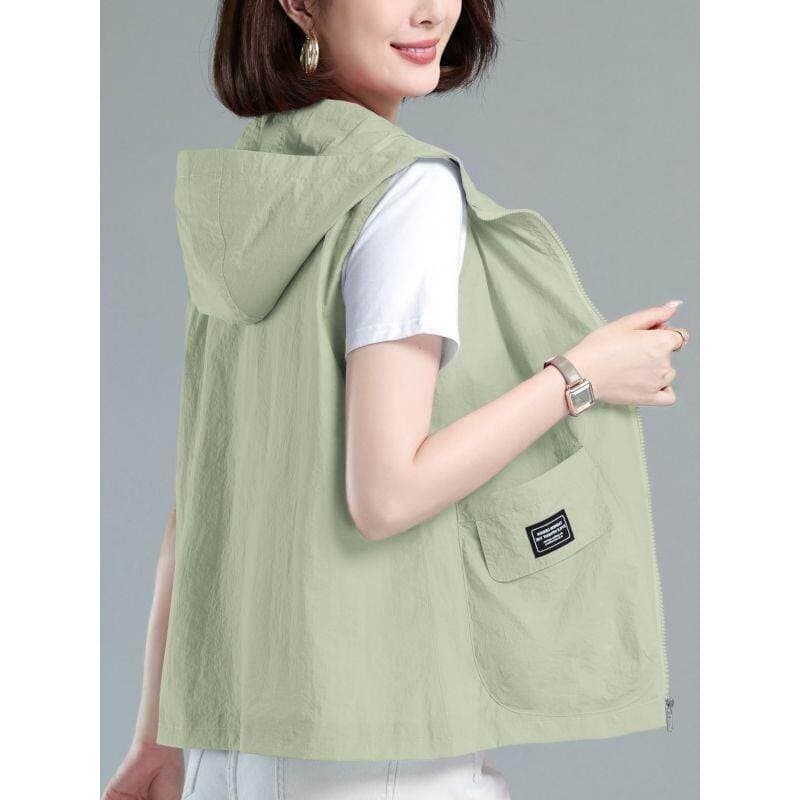 Colete fino feminino primavera outono moda exterior colete 2026 novo estilo mãe de meia-idade solto Casual colete curto