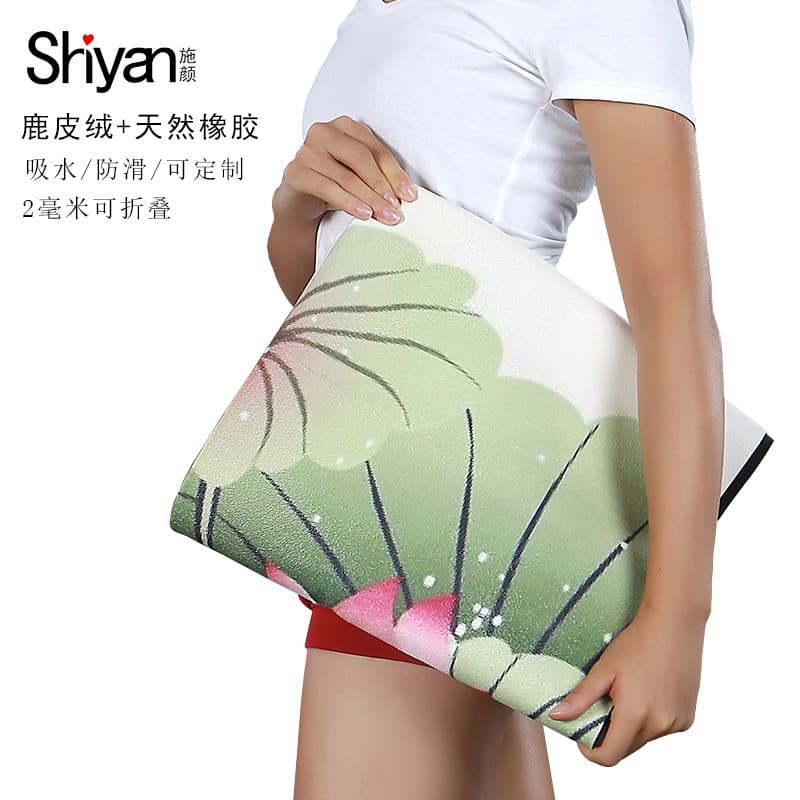 Shiyan tapete de Yoga 2mm pele de veado veludo impresso tapete de borracha dobrável borracha Natural + vários couro velu