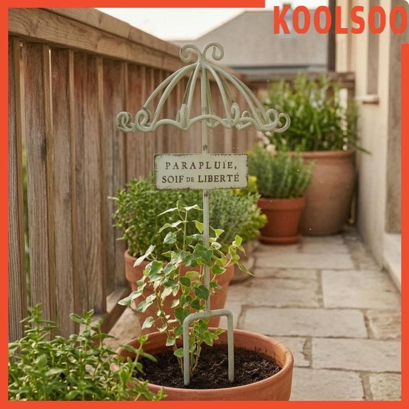 [Koolsoo] Inserção De Flor Decorativa Placa Suspensa Estaca De Ferro Para Plantador , Jardim