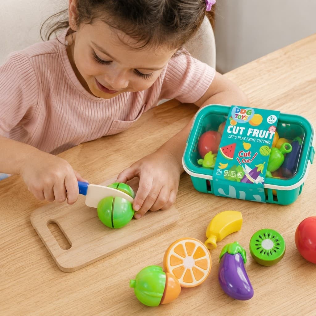 Kit Brinquedo Infantil Frutas Velcro Utensilios Educativo Pedagogico Criancas
