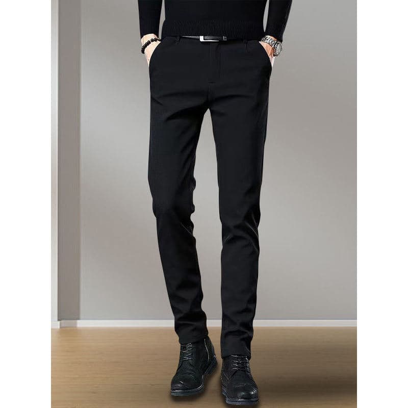 Primavera outono puro preto Jeans masculino fino ajuste rufião bonito negócios pés pequenos elástico All-match versão co