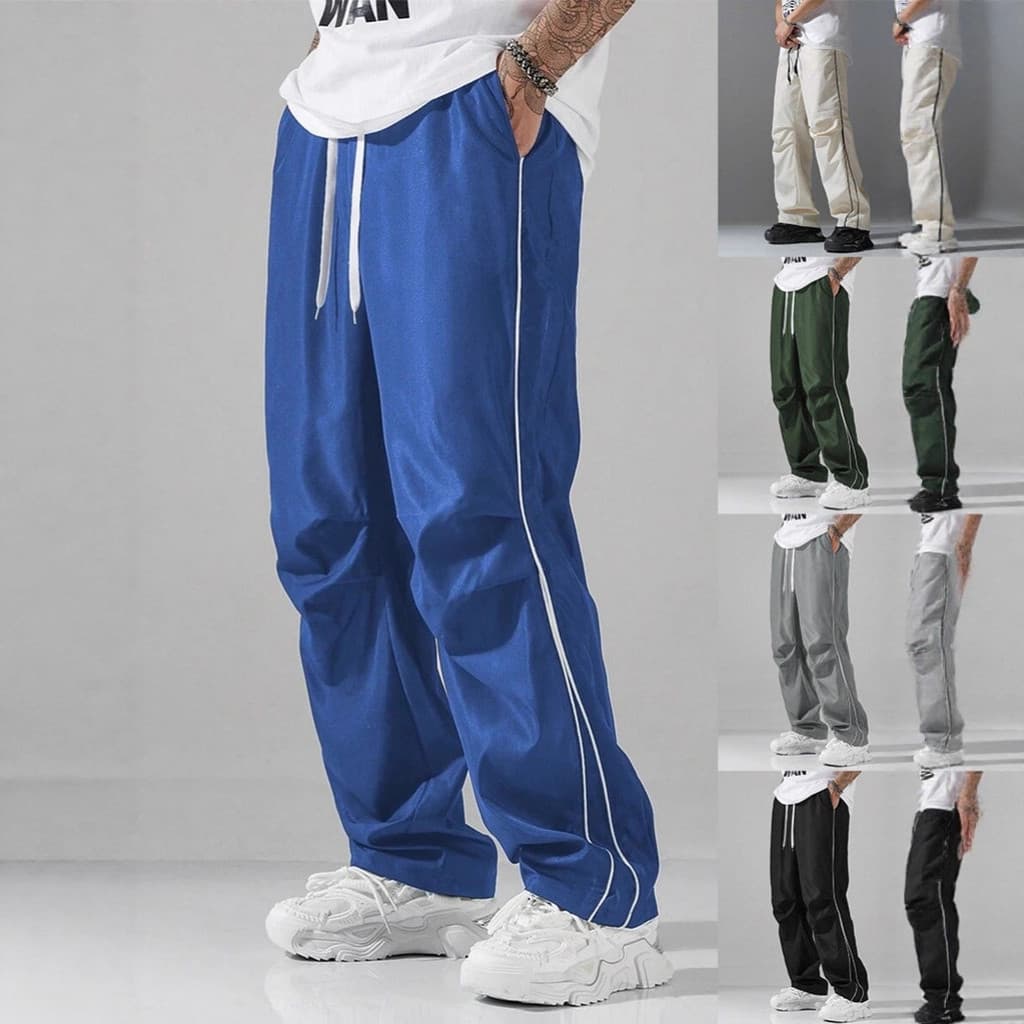 High Street Retro Funcional Calças Jaqueta Esportiva Masculina Calças Casuais Estilo Hong Kong Calças Retas Soltas