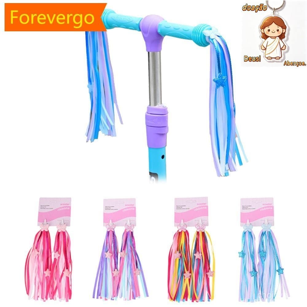 forevergo 1 Par de Fitas para Guidão de Bicicleta Infantil, Estrelas, Borboletas, Franjas, Tampas, Decoração, Acessórios