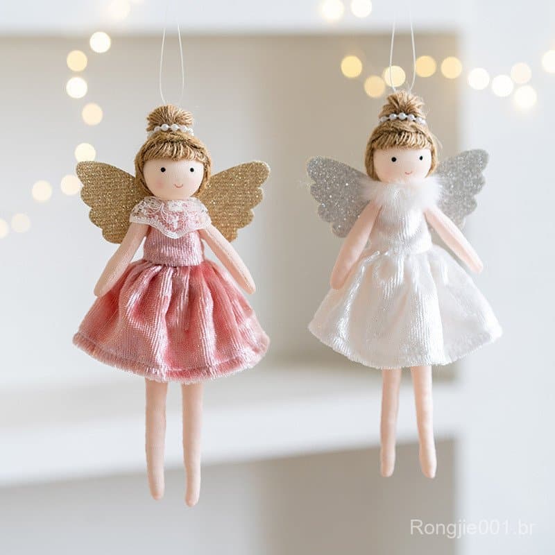 17cm Christmas Angel Doll Novo produto Decoração de Natal High-End Flannel Foot Girl Angel Árvore de Natal Pequeno Encan