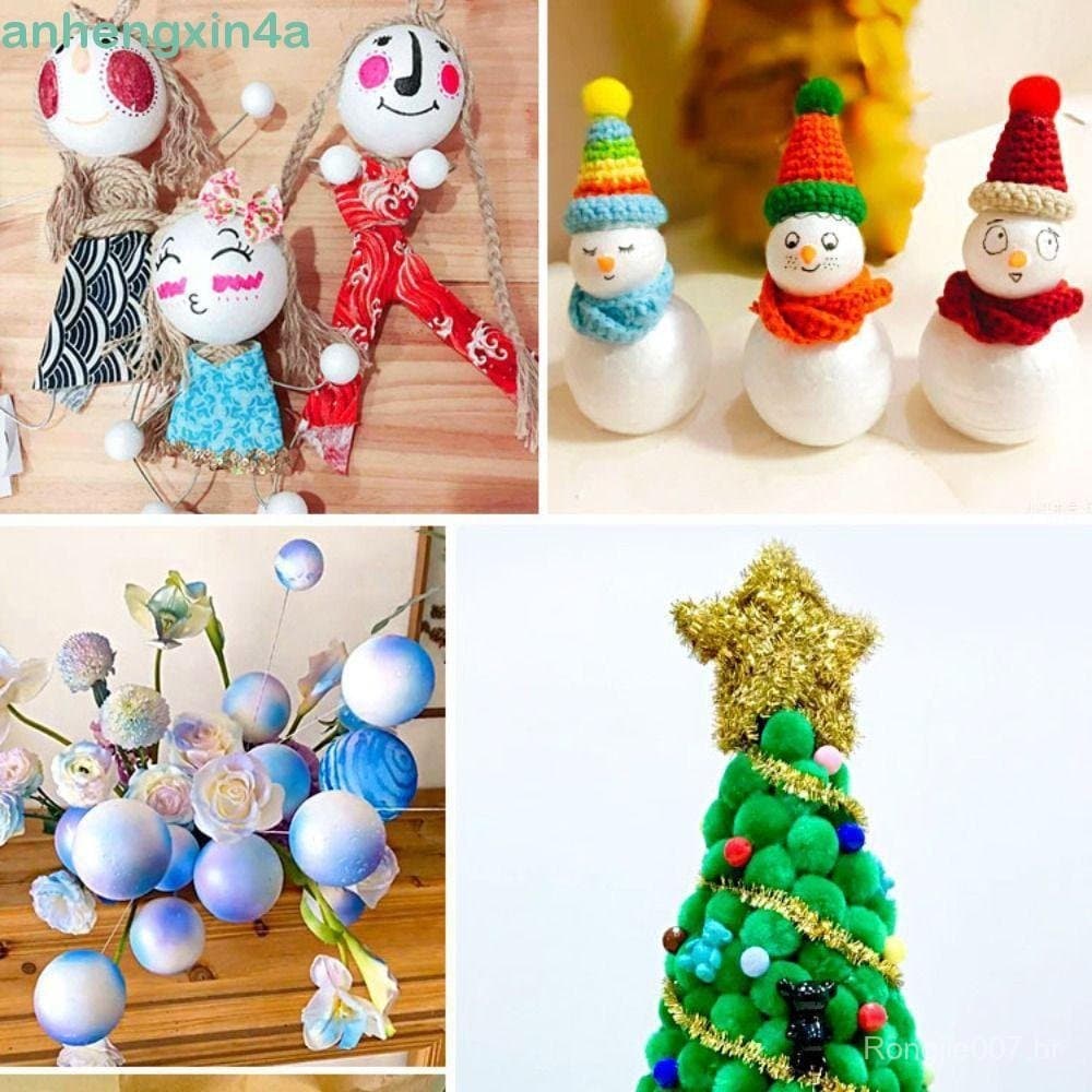 Bolas De Natal ANHENGXIN , Espuma De Poliestireno Branco , Artesanato Mini Enfeites Redondos