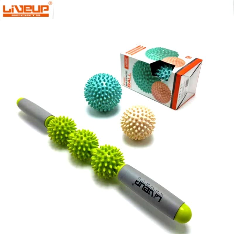 LIVEUP Massageador Muscular Profundo Fitness Esportes Yoga Rolo Panturrilha Fáscia Relaxar Conjunto de Bola de Espinho d