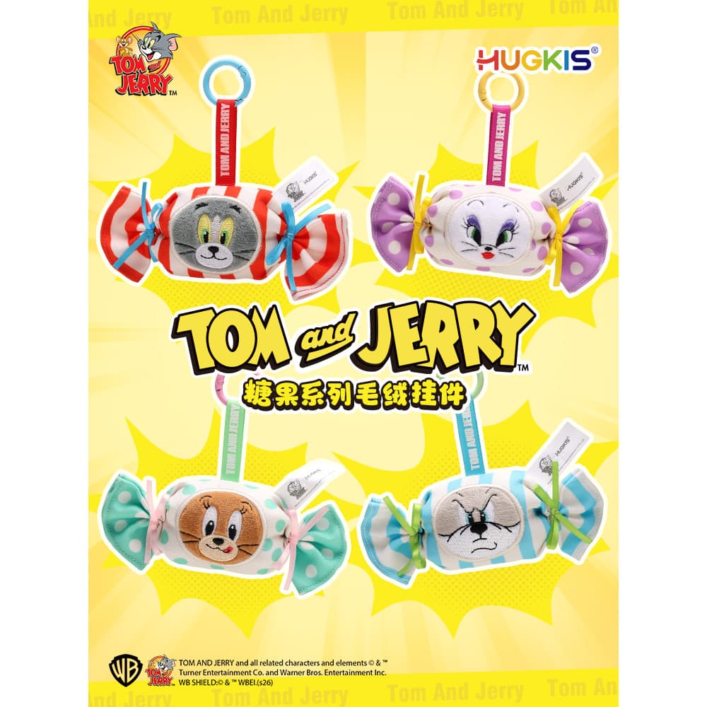 HUGKIS Cat and Mouse Candy Series Pingente de pelúcia Tom Jerry Cartoon Bag Chaveiro Presente de aniversário