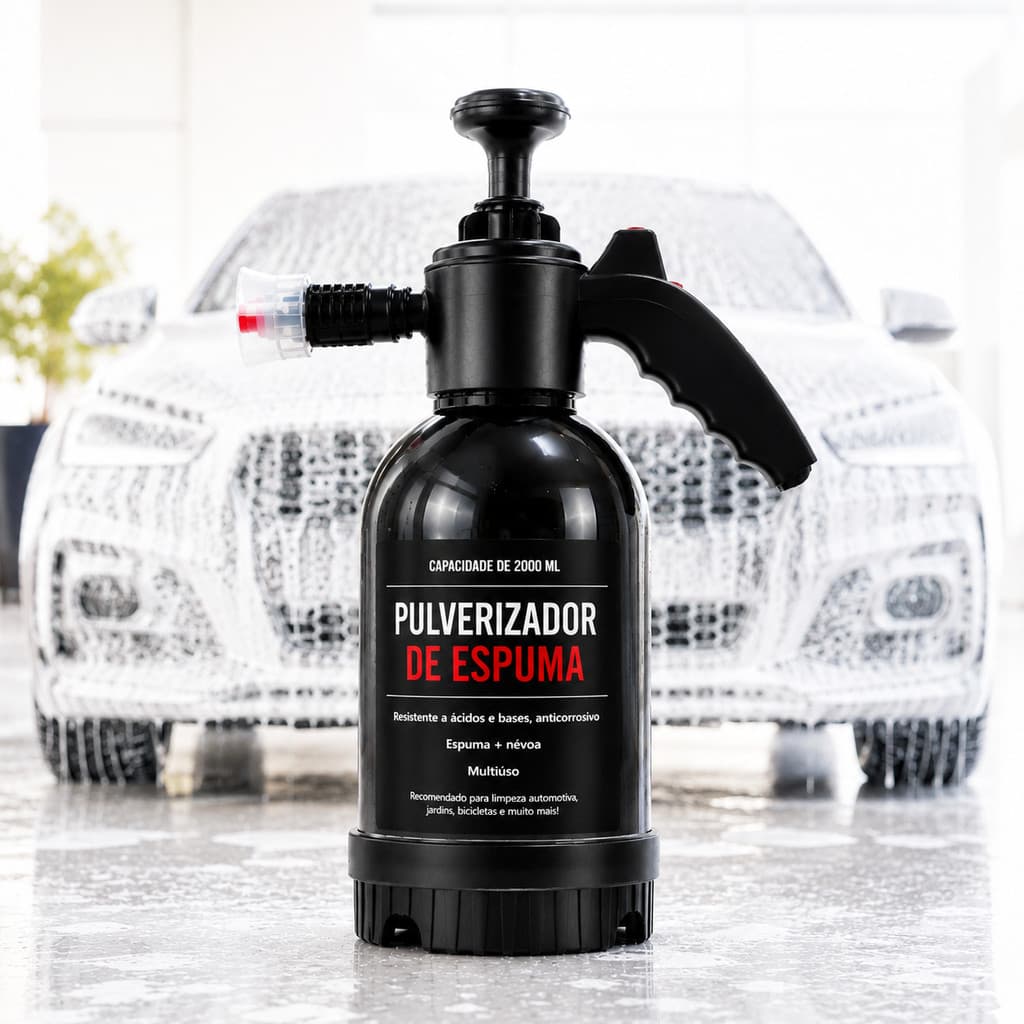 Borrifador Pulverizador de Espuma 2L Alta Pressão Manual Snow Foam 2 Bicos Pulverizador Carro Moto