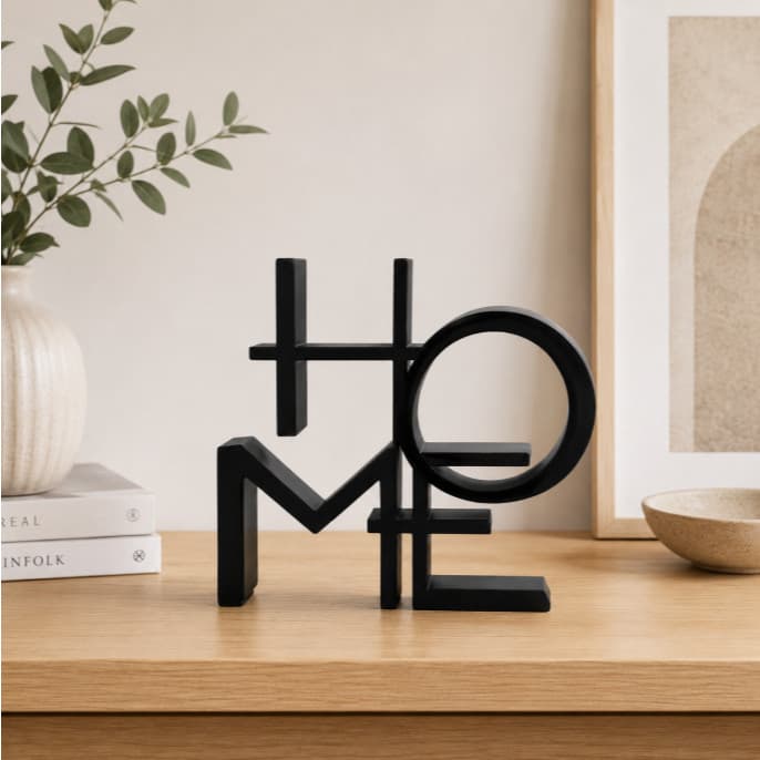 Escultura Decorativa Escrita HOME – Enfeite Moderno para Sala e Escritório
