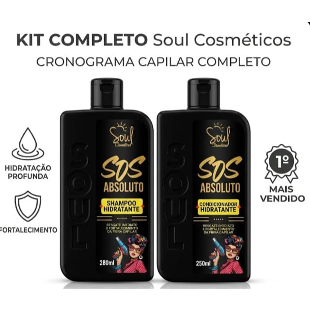 Kit Capilar Soul Cosméticos SOS Absoluto Shampoo 280ml + Condicionador 250ml – Resgate Imediato e Fortalecimento