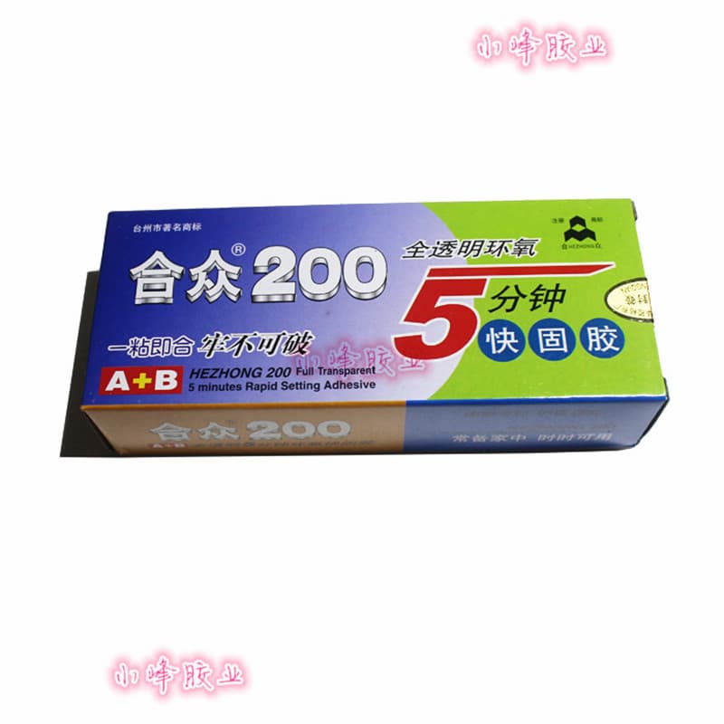 Genuíno Hezhong 200 Cola Epóxi AB Totalmente Transparente 5 Minutos Cura Cola de Secagem Rápida Cola de Resina Epóxi 80g
