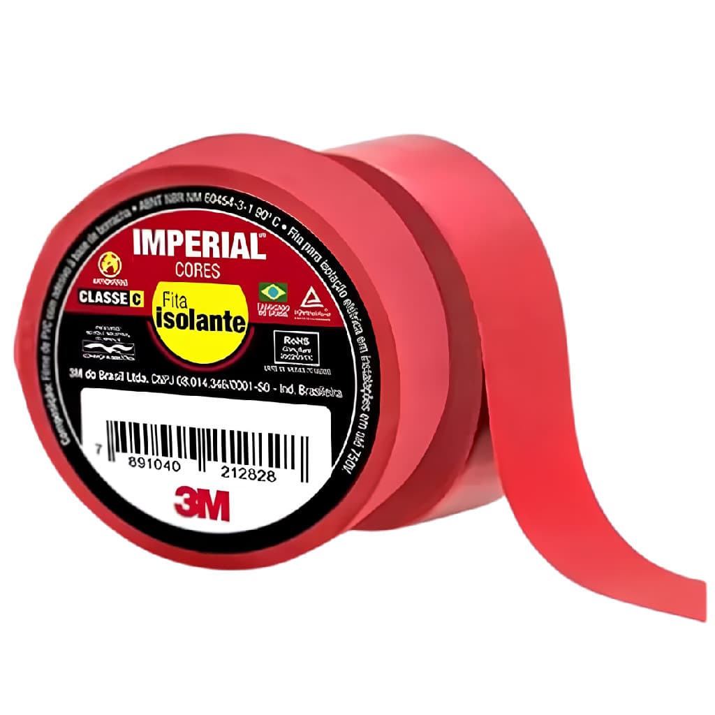 Fita Isolante 18mm 20mts Vermelha 3M Liso