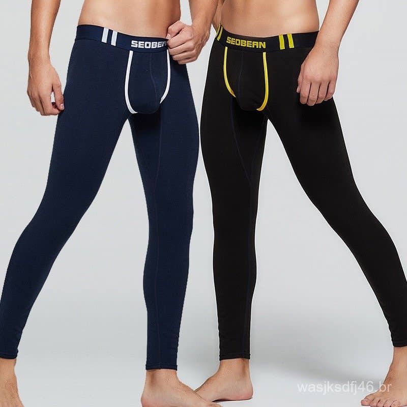 Homens Inverno Térmico Longo Johns Fino Ajuste Cintura Elástica Calças De Roupa Interior Macio Quente Camada Base Inferi