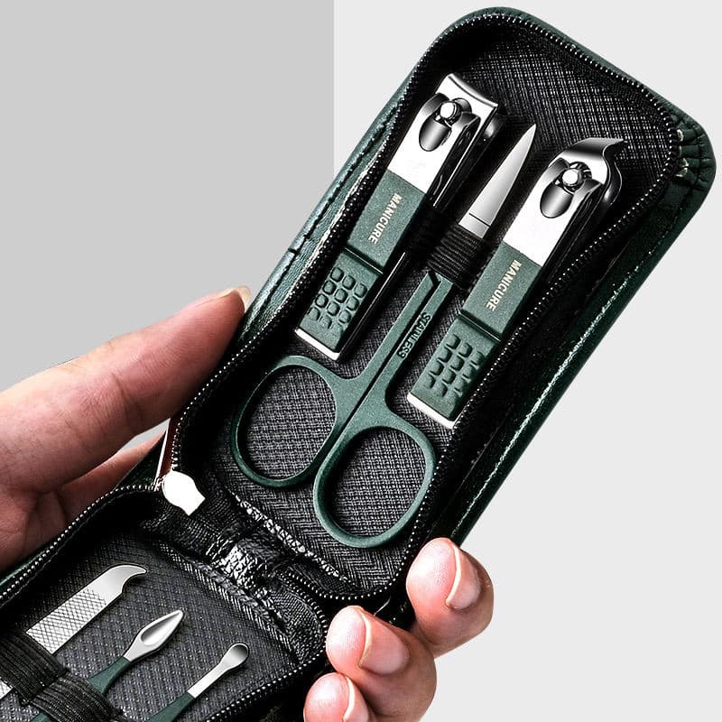 Alemanha 6 Pcs Portable Luxury Manicure Sets Kits De Pedicure Conjunto De Clipper Preto Brilhante Ferramentas De Cuidado