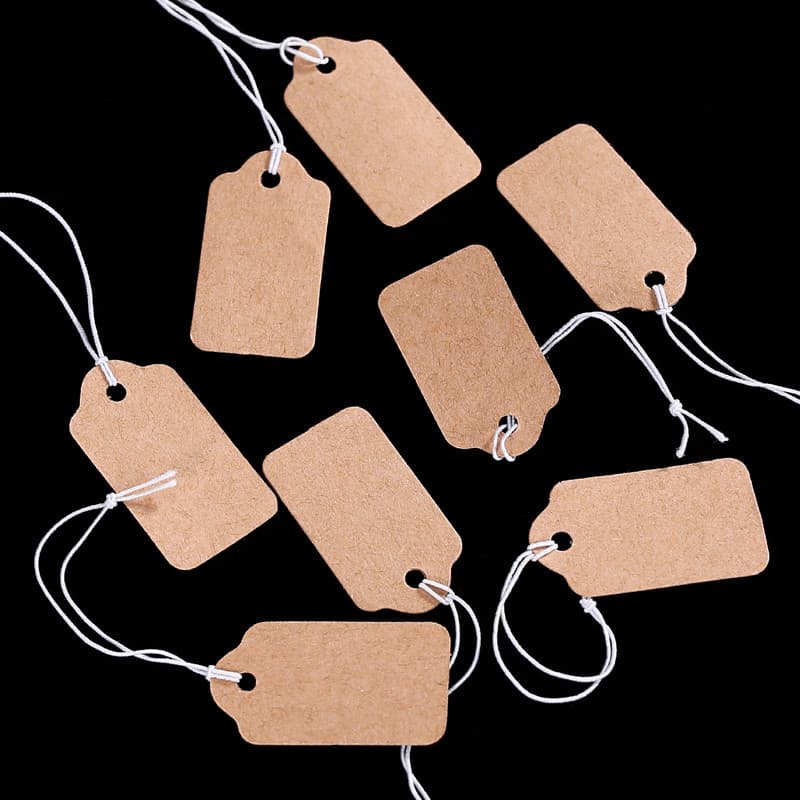 Etiqueta de preço jóias jóias pequena tag fio elástico cordão tag diy jóias manuscrita pequena tag Kraft Solitaire