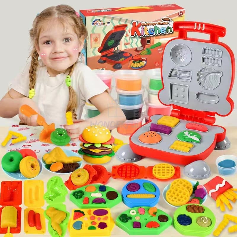 Brinquedo de Argila Colorido 3D, Conjunto Duplo de Sorvete, Brinquedo de Plástico Divertido e Maleável, Adequado para Me