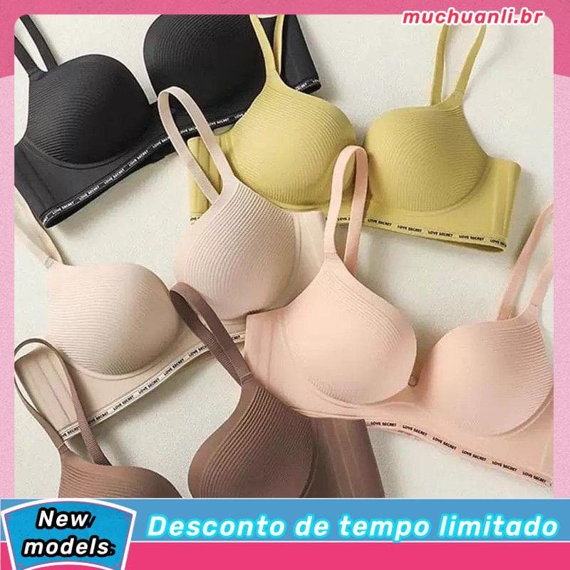 Roupa íntima sem costura Seios pequenos femininos reunidos para parecer grandes sem anel de aço W Suporte macio Suporte
