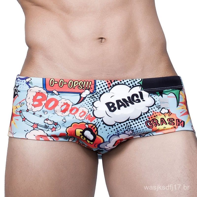 Boxer masculino boxer roupa de banho Tie-fitting magro único Anime Design boxer shorts masculino banho amarrado Surf sho
