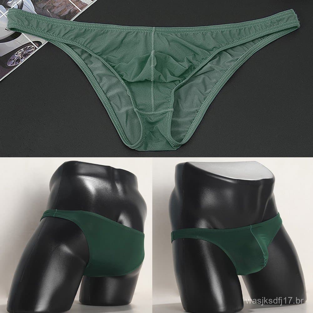 Cuecas Masculinas De Seda Gelada , Cintura Baixa , Bolsa Transparente , Respiráveis