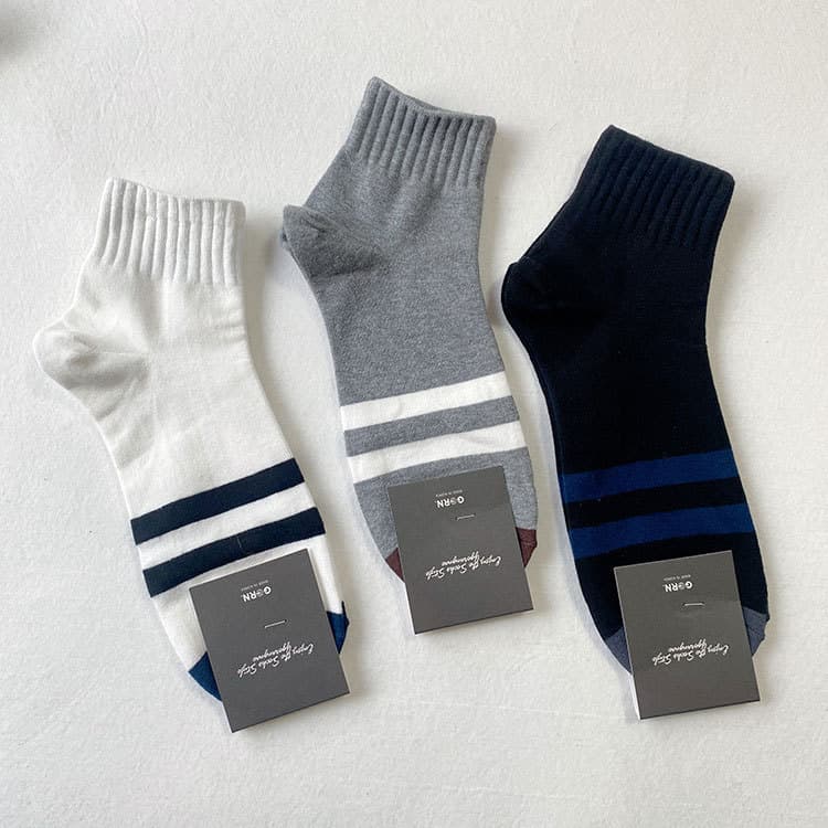 Estoque pronto Coreia Dongdaemun ggor Meias Masculinas Listras 2 Barras Cor Combinando Meias Ponto Meias Esportivas Meia