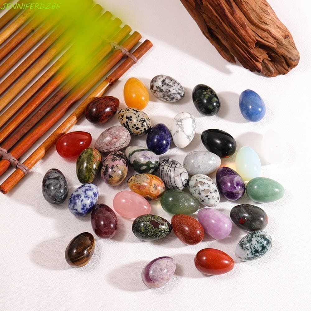 10 Peças Ovo De Pedra Polida , Mini Decoração De Páscoa Natural , 22x30mm DIY Padrão Aleatório Artesanato Crianças