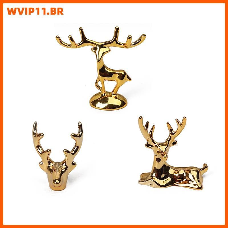 WVIP Nordic Golden Elk Rena Estátua Vintage Natal Casa Ornamento De Mesa Presente BR