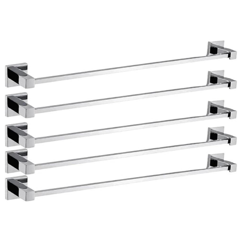 Kit 5 Porta Toalha Barra Fabrimar Flat Cromado 5140 FL CR 63cm Parede Aço Prateado