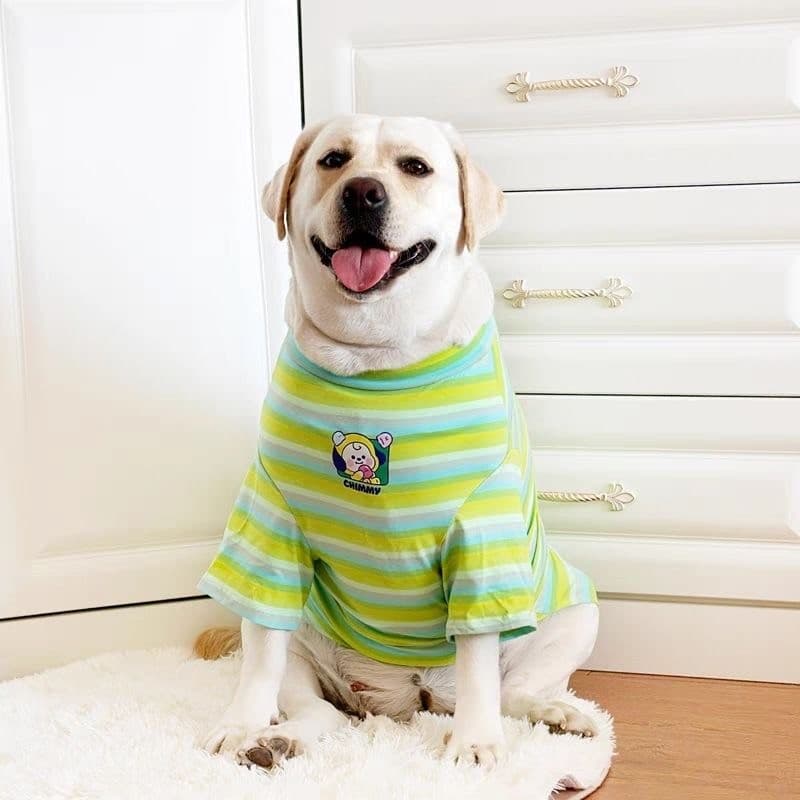 Roupas para cães primavera outono roupas listradas finas Labrador Golden Retriever roupas Anti-derramamento roupas para