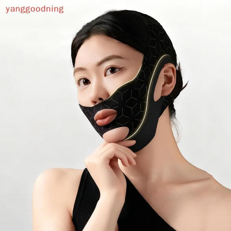 (YGN) Faixa elástica em formato de V para máscara facial, modelagem facial dupla, redutor de duplo queixo, faixa em form