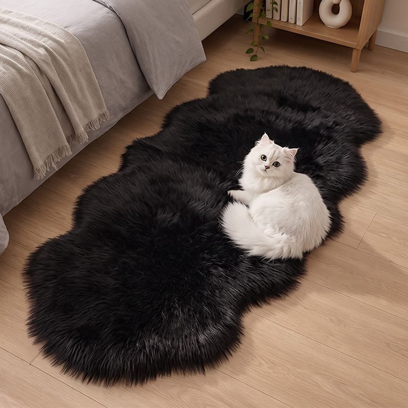 [Novo produto] novo produto tapete de pelúcia casa quarto cabeceira tapete engrossado macio imitação lã tapete Irregular