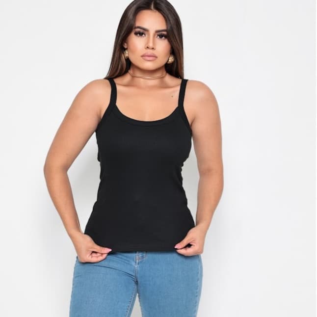 Blusa Feminina Regata Alcinha Tecido Canelado