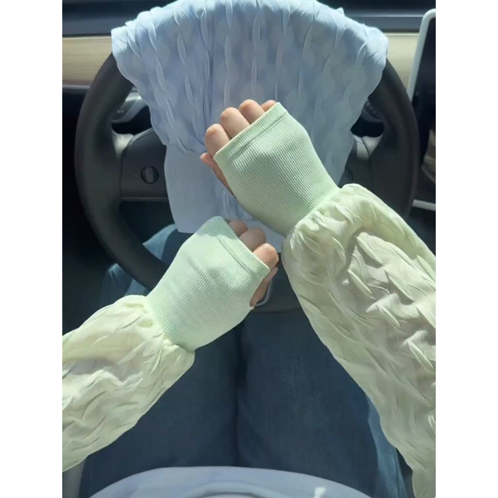 Manga de gelo versão solta feminino protetor solar Anti-ultravioleta luvas de uma peça manga verão fino equitação ao ar