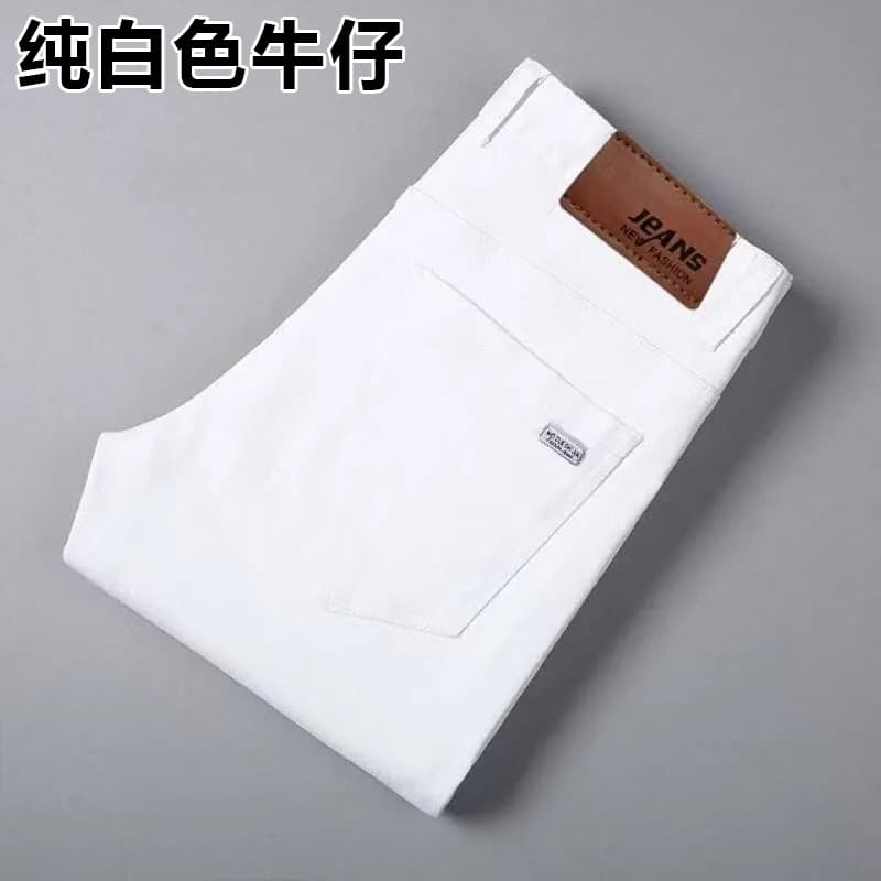 2026 novo estilo Jeans branco masculino em linha reta solto primavera verão High-End Casual resistente ao desgaste calça