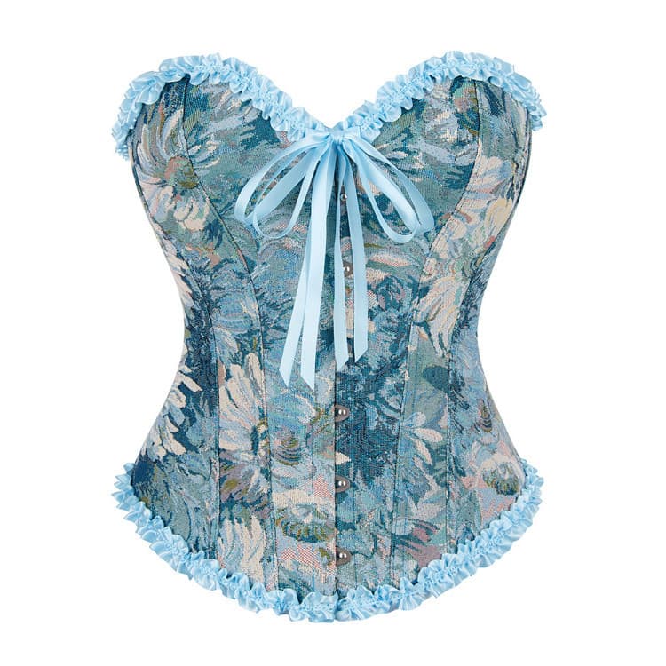 Palácio novo estilo azul com renda corpo espartilho suporte de cintura peito senhoras palácio Shapewear Yama espinha de
