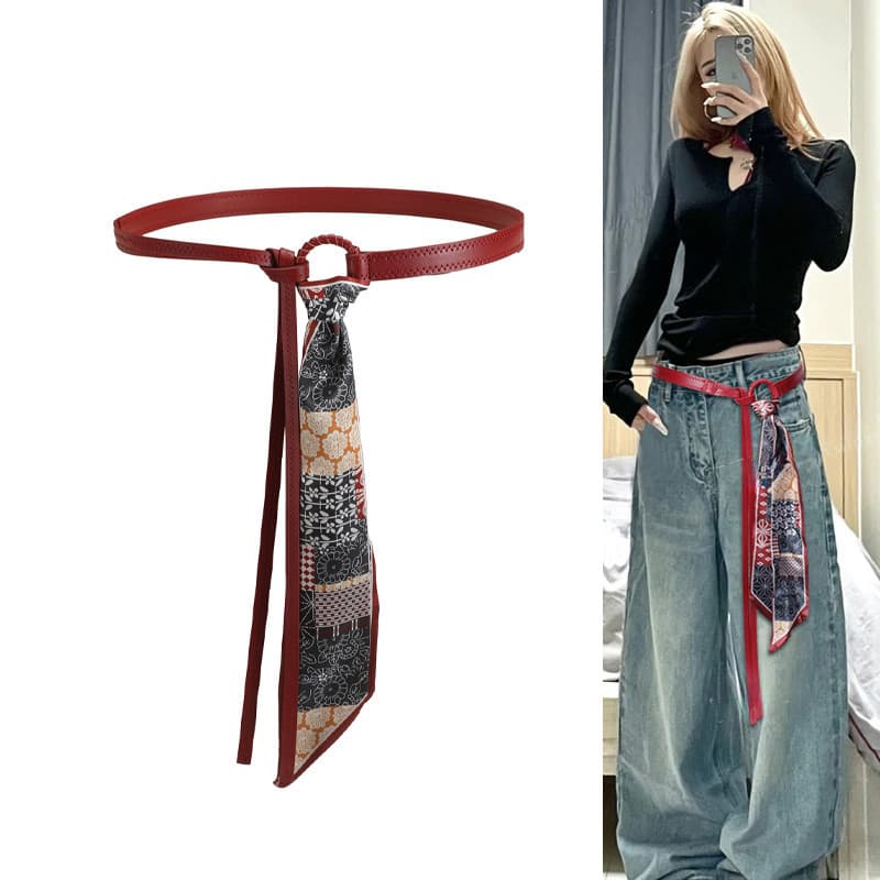cinto feminino cinto feminino plus size Lenço de seda cinto acessórios feminino fita cintura corrente cinto Hip-Hop Punk