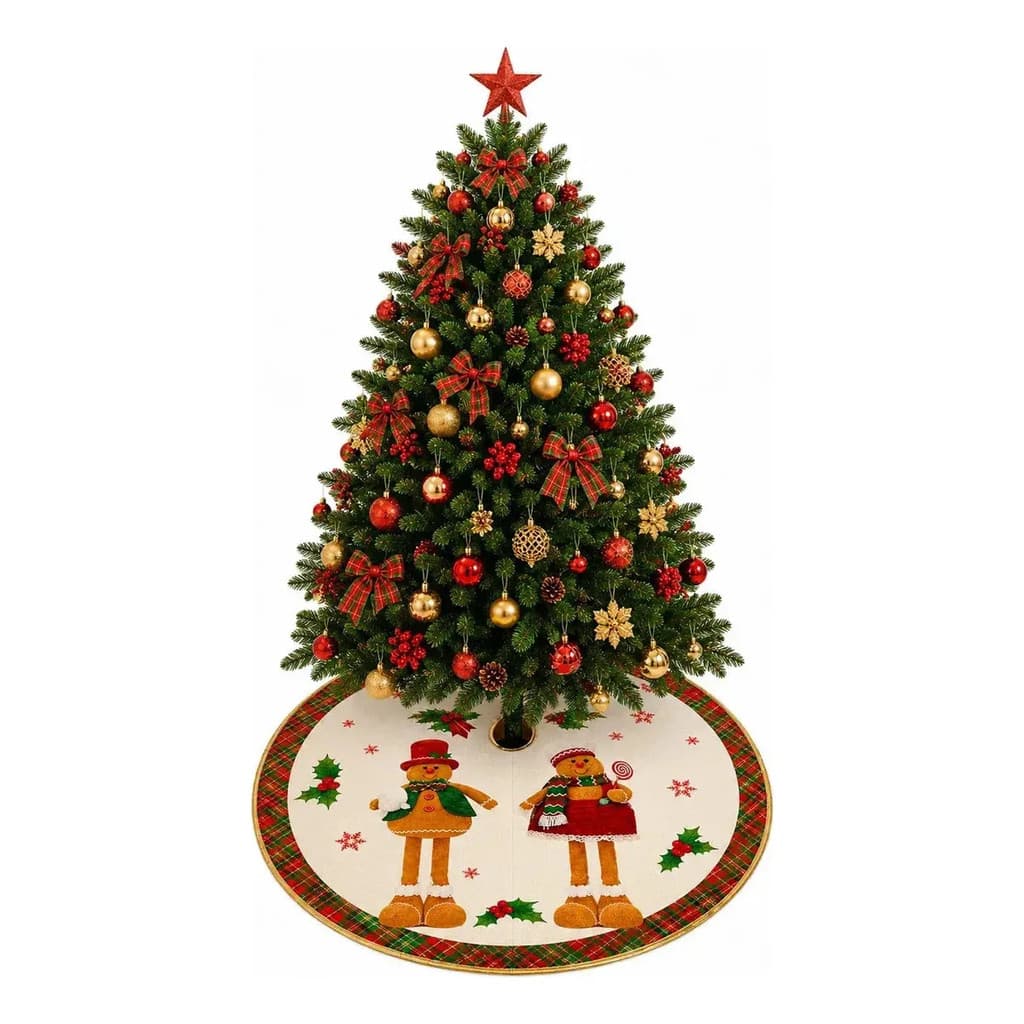 Saia Base Árvore Natal 90cm Papai Noel Luxo Tapete Decoração