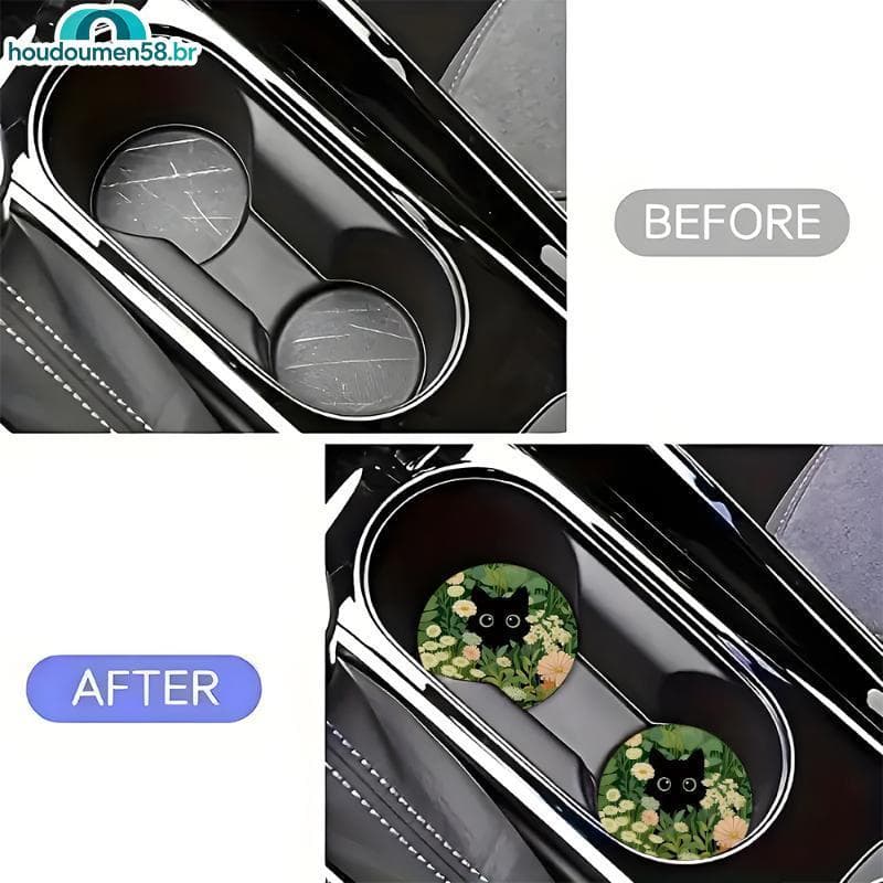HOUDO 2 Peças De Suporte Para Copo De Carro Flor Gato Antiderrapante Porta-Copos Veículo Almofada Garrafa Mesa De Escrit