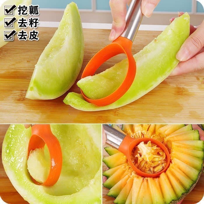 Cantaloupe dispositivo de polpa de melancia colher frutas 304 aço inoxidável remover semente de mamão melão faca de frut