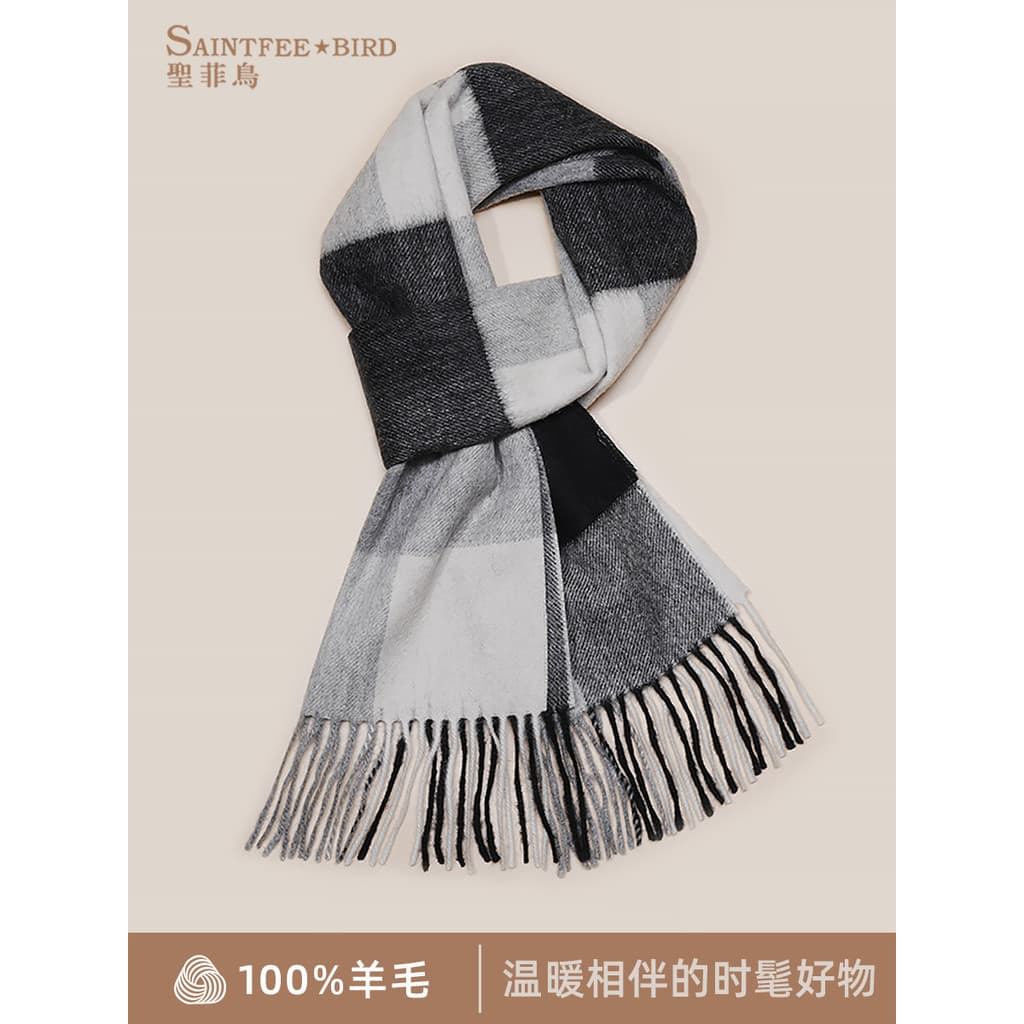 Cachecol masculino inverno high-end sentido 2024 novo estilo babador All-Match xadrez negócios high-end enviar Boyf